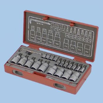 Plastic Case Series - 23pcs 1/4" & 1/2" Dr. Torx Bit & Socket Wrench set