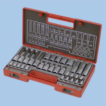 Plastic Case Series - 32pcs 1/4" & 1/2" Dr. Torx Bit & Socket Wrench set